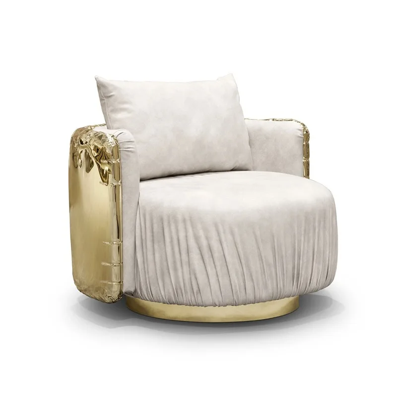 Italian light luxury living room single seat luxury villa metal leisure single chair