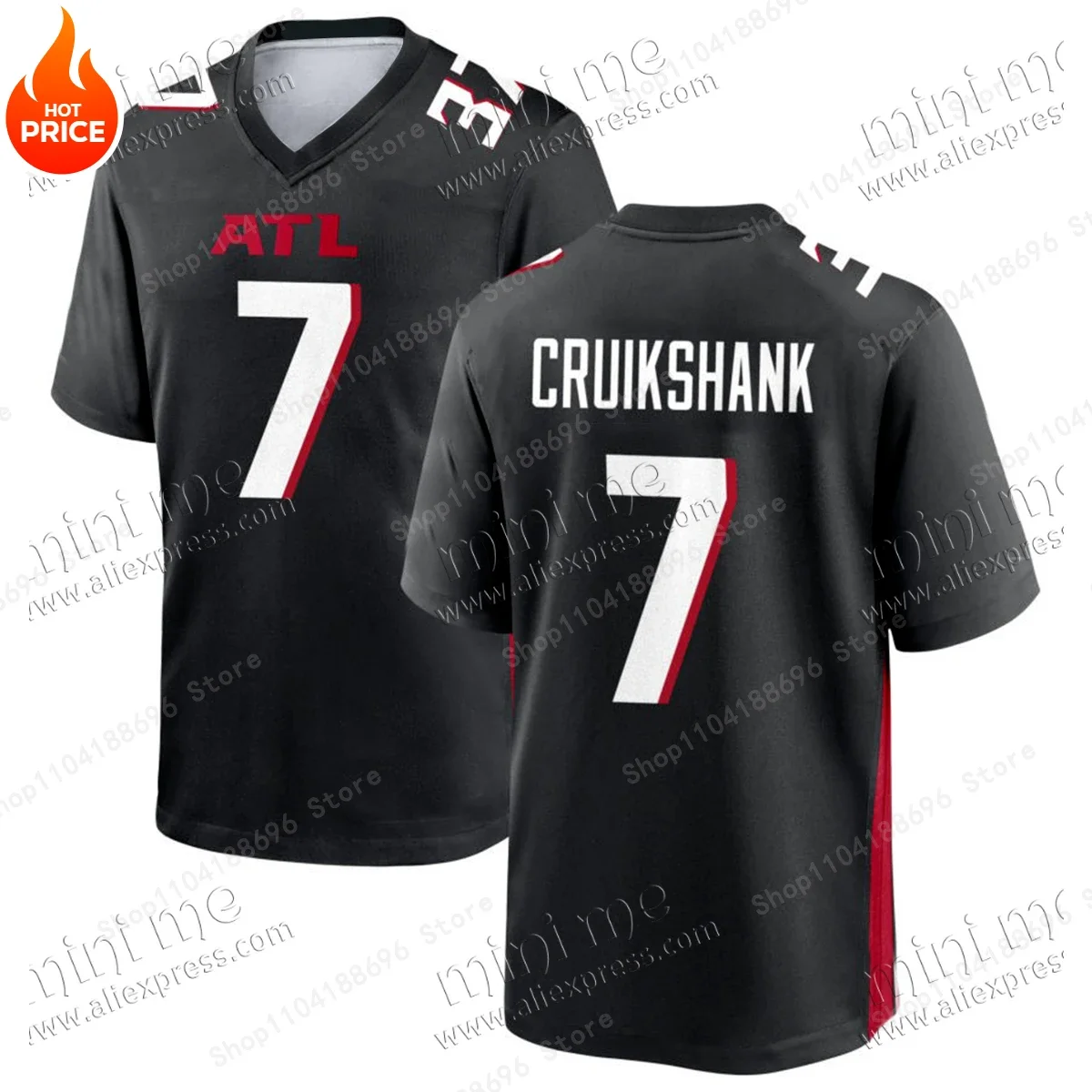 205 Summer Popular Team Football Jersey Atlanta Falcons Jersey Black T-shirt Fashion Loose Breathable Sweat-absorbing T-shirt