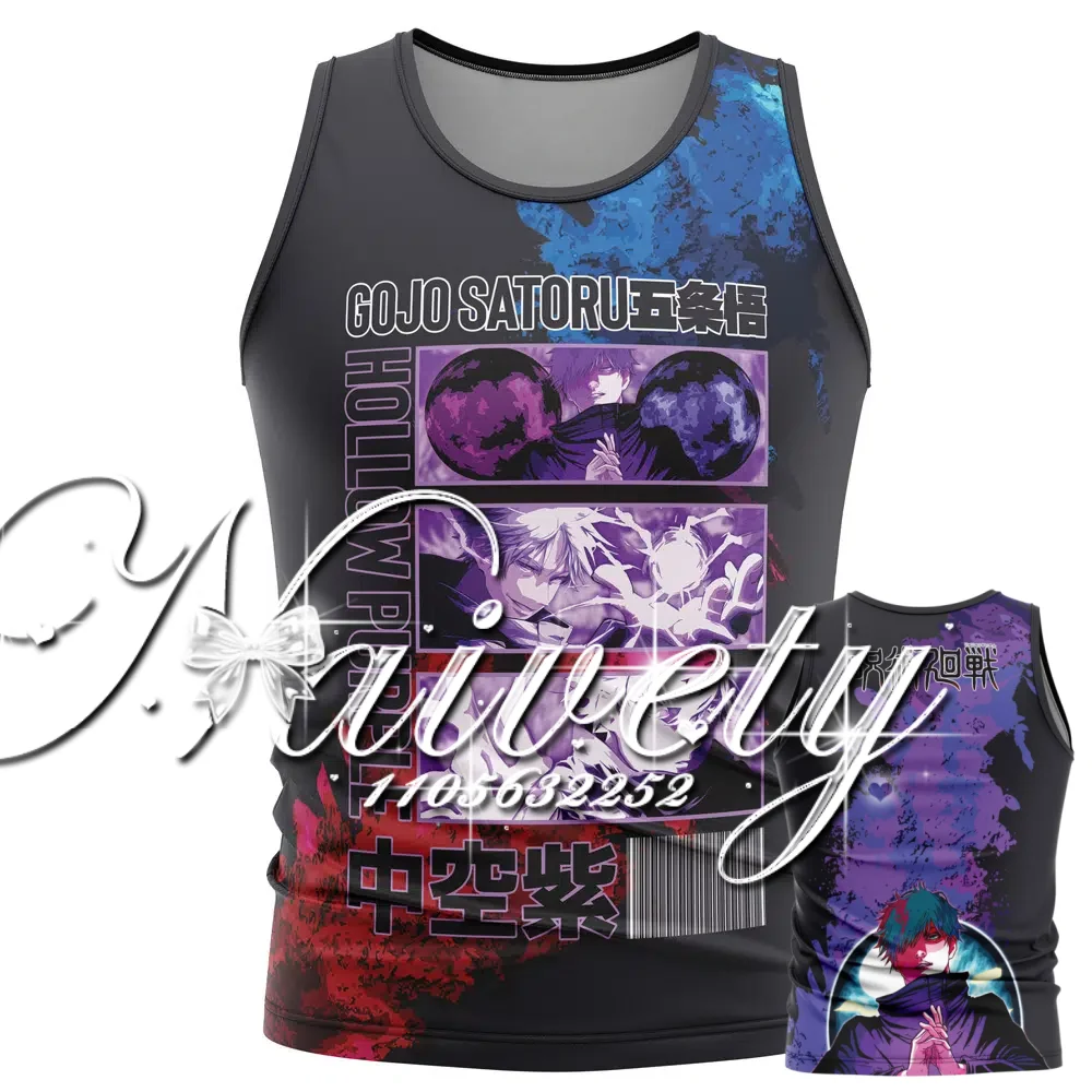 Summer New Jujutsu Kaisen Gojo Satoru 3D Print Crew Neck Tank Top Basketball Vest Unisex Cool Manga Anime Sports Sleeveless Tee
