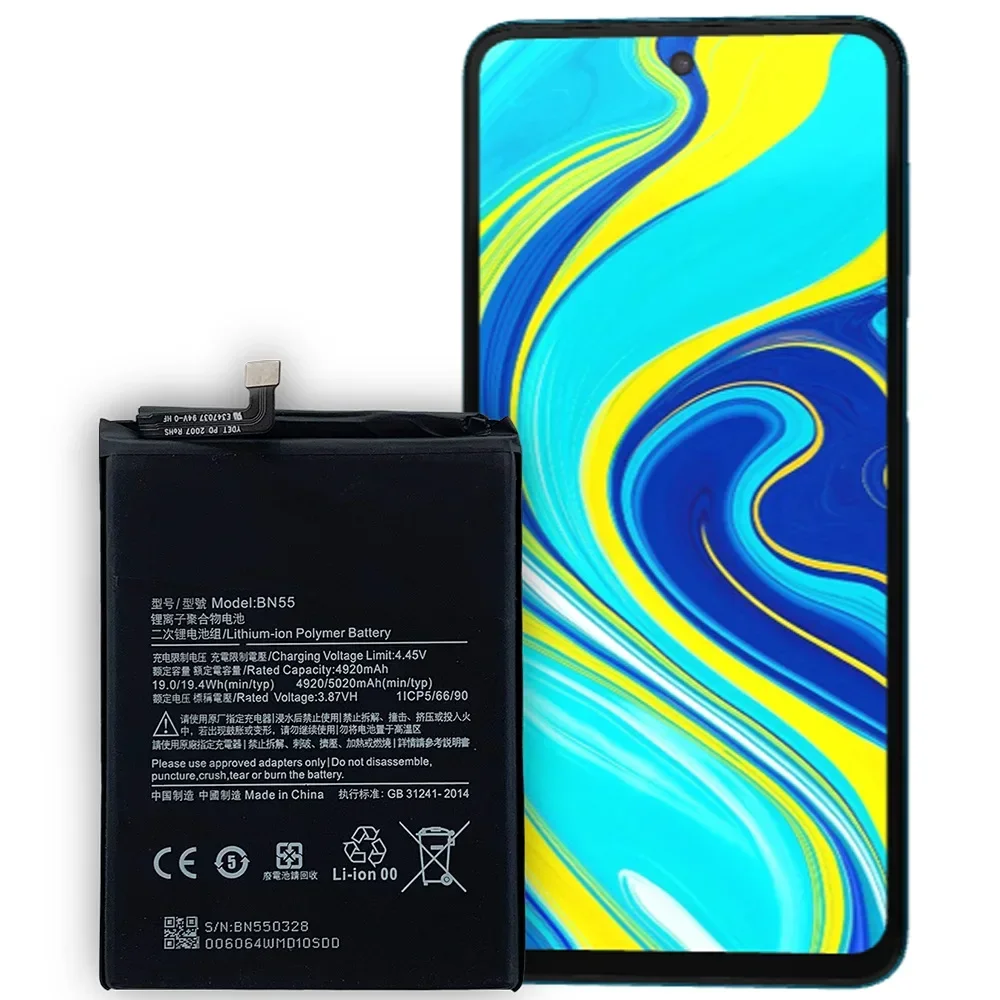 NEW 5020mAh BN55 Replacement Battery For Xiaomi Redmi Note 9 S Note 9S Y9s Mobile Phone Batteries Lithium Battery