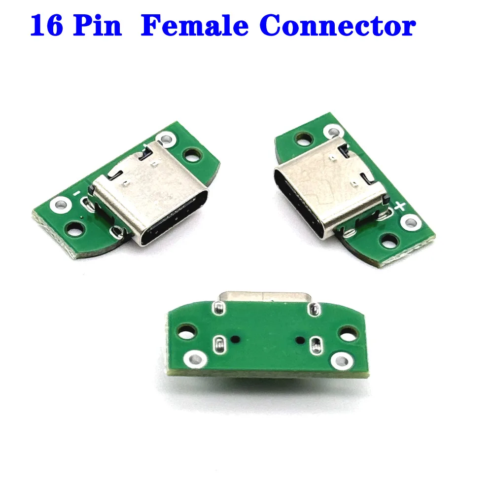 USB 3.1 typ c Złącza żeńskie Jack Tail 16pin usb Wtyczka męska Zaciski elektryczne spawanie DIY kabel danych Obsługa płytki PCB