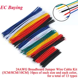130Pcs 24AWG Breadboard Jumper Wire Cable Kit Tin-Plated PCB Solder Cable Flexible PVC Electronic Wire 5cm 8cm 10cm 6 Colors