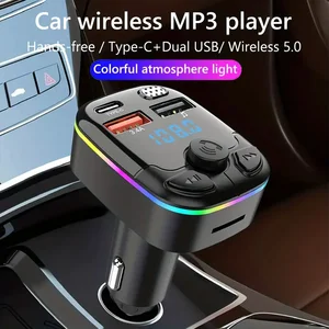 FM-Sender für Bluetooth 5.0 Car, Dual USB, Ambient Player, MP3-Ladegerät, Typ-C, drahtloses Licht, Handwürmer, QC3.0, 18W, 1PC 6 Hauptverkäufe Beat - №2