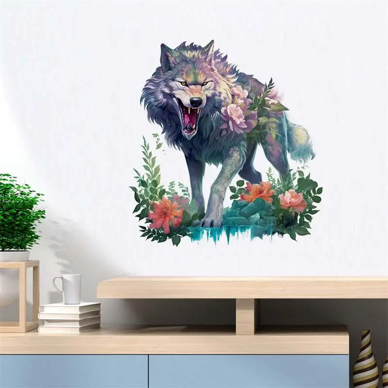 Watercolor Wolf Wall Sticker Boy Room Background Home Decoration Mural Living Room Creative Animals Sticker M839