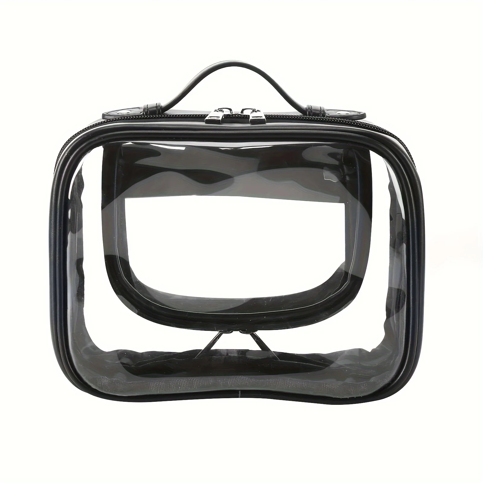 Large Capacity Transparent Waterproof Toiletry Bags, Zip Up Trendy Simple Style Durable Canvas Bags For Outdoor Picnic, Party, T