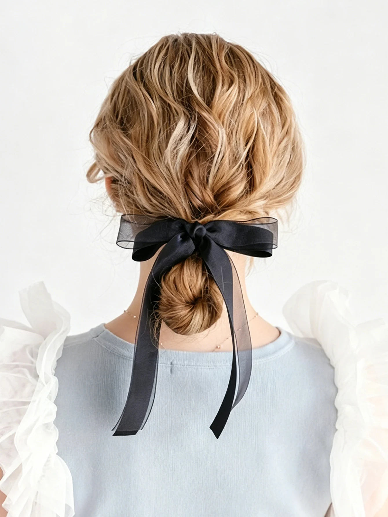 Lystrfac Solid Color Fabric Mesh Hair Ribbon Scrunchies for Women Girls Hair Rope Elastic Hair Band Female Hair Accessories