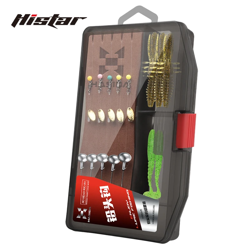 HISTAR Jig Head Fishing Treble Hook Kit Strong And Durable High Carbon Steel Sharp Barbed Rugby Styling Flexible Rotation