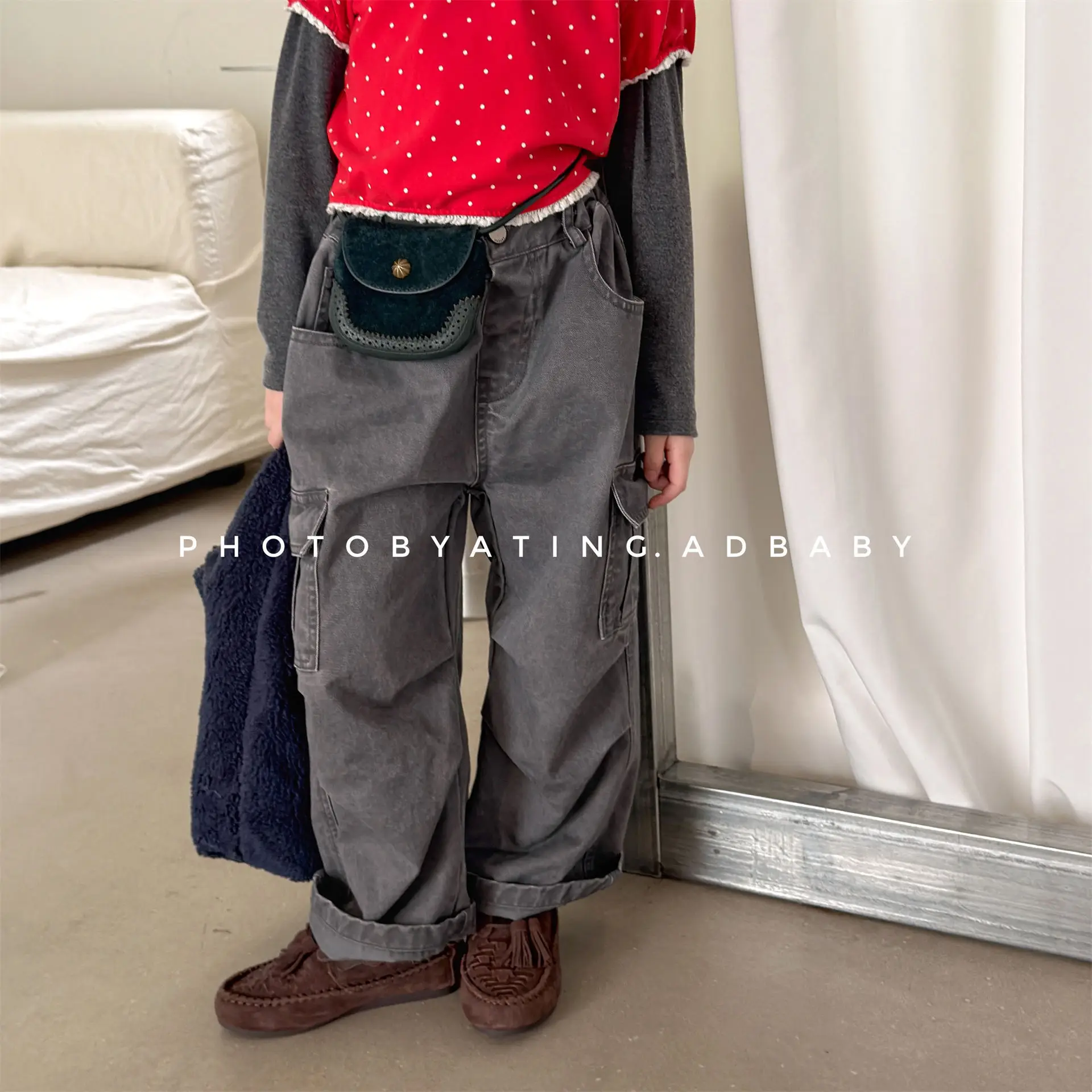 2026 Autumn New Children Cargo Pants Solid Boys Girls Casual Pants Kids Loose Trousers Toddler Harem Pants Vintage Baby Clothes