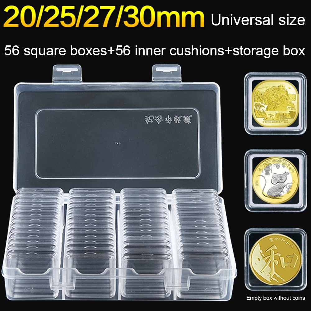 20/25/27/30mm Universal Size Coin Container  Wiht Inner Cushion For Coin Collection Transparent  Protection Boxes Container