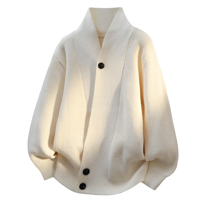 

New Fashion Design Men V-neck Cardigans Sweaters Men Spring Autumn Outwear Loose Sweatercoat Csual Knitted Sweaters Size 4XL