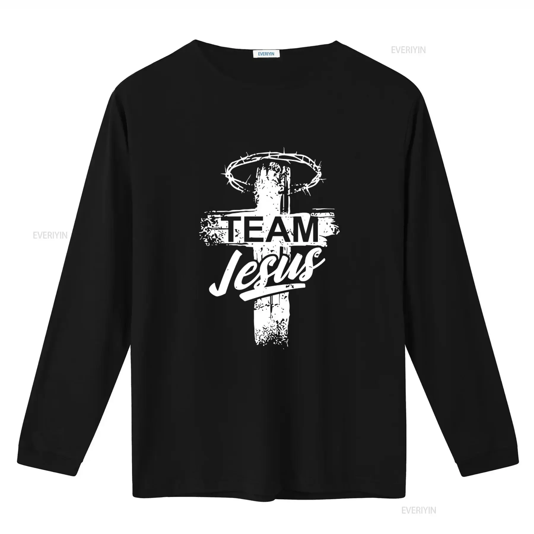 Christian Team Jesus Cross Thorn Motif T Shirt for  vintage Washed designer clothes Stretched Slightly Versatile Comfortable