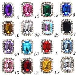 5PCS 24 * 18MM Claw Shaped Diamond Metal Princess Square Water Diamond Buckle,Hand Sewn Hair Accessories, Gift Box, Clothing Acc