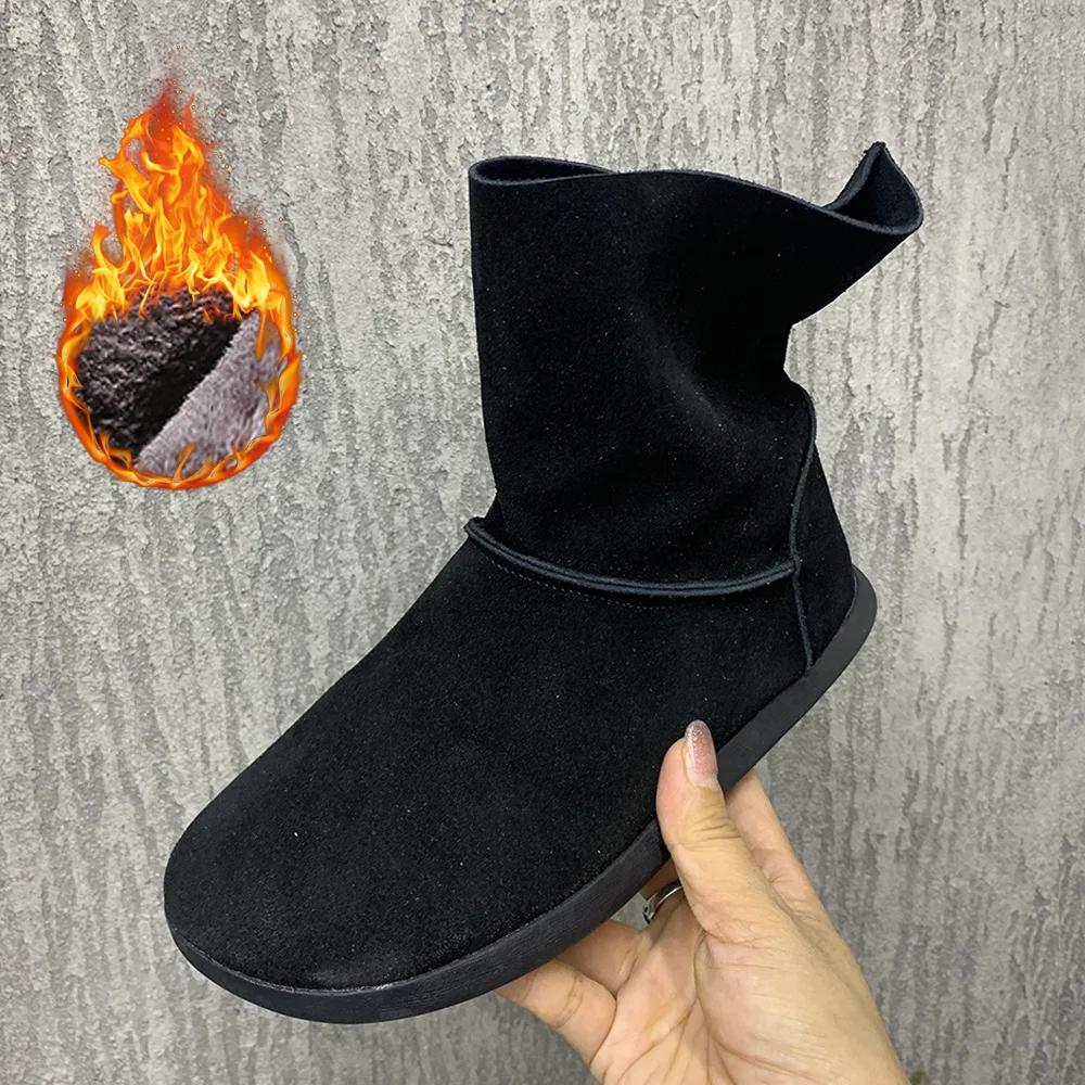 

Winter Women Boots Warm Fur Snow Boots Plus Size Casual Flat Ankel Boots Fashion Leather Women Shoes Designer Shoes