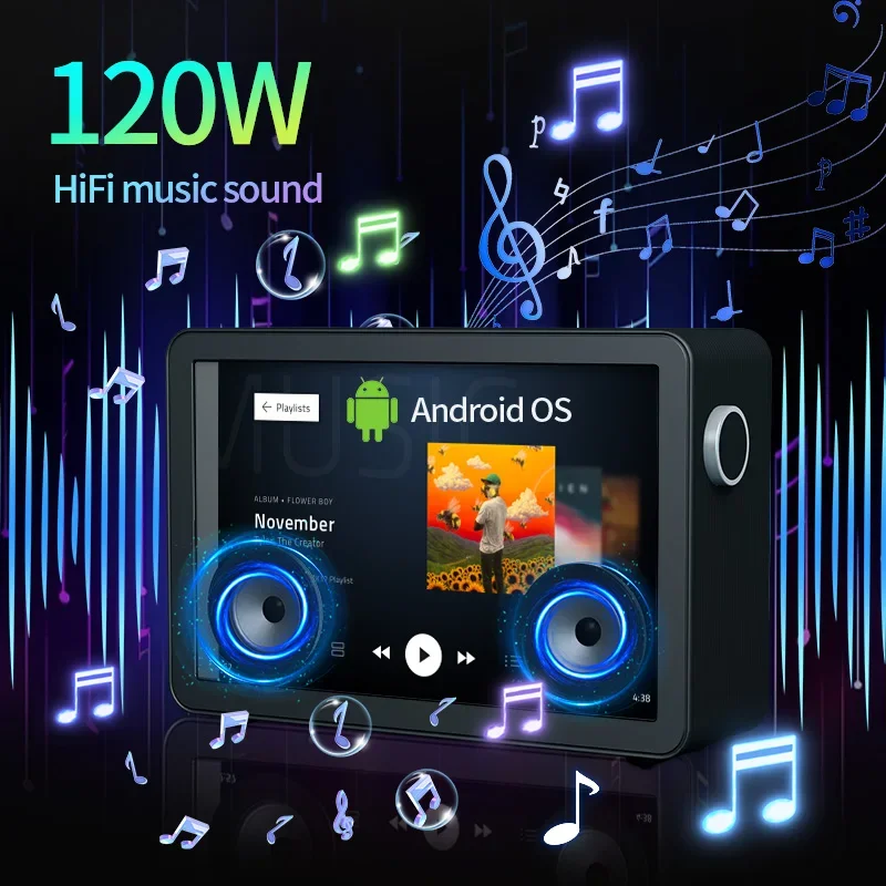 Portable Mini Indoor Professional Smart Speaker RGB LED Transparent LCD Display High-Power Subwoofer Via WIFI USB Connection