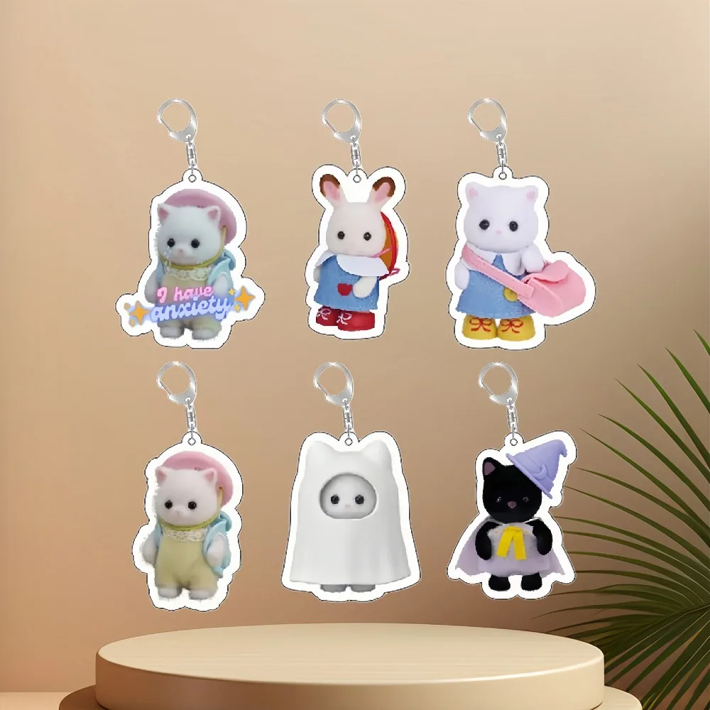 

Diy Creative Cartoons Cute Pet Acrylic Keychain Backpack Pendant Campus Girl Mobile Phone Accessories Friend's Holiday Gifts