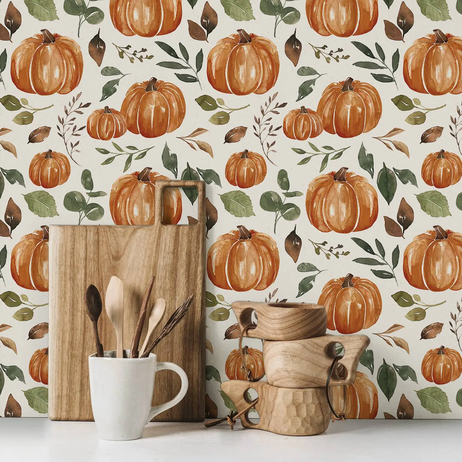 

Autumn Pumpkin Self-adhesive Wall Wallpaper,Wall Dtickers Decoration Adhesive For Home Decor, Kitchen, Bedroom,50cm*300cm