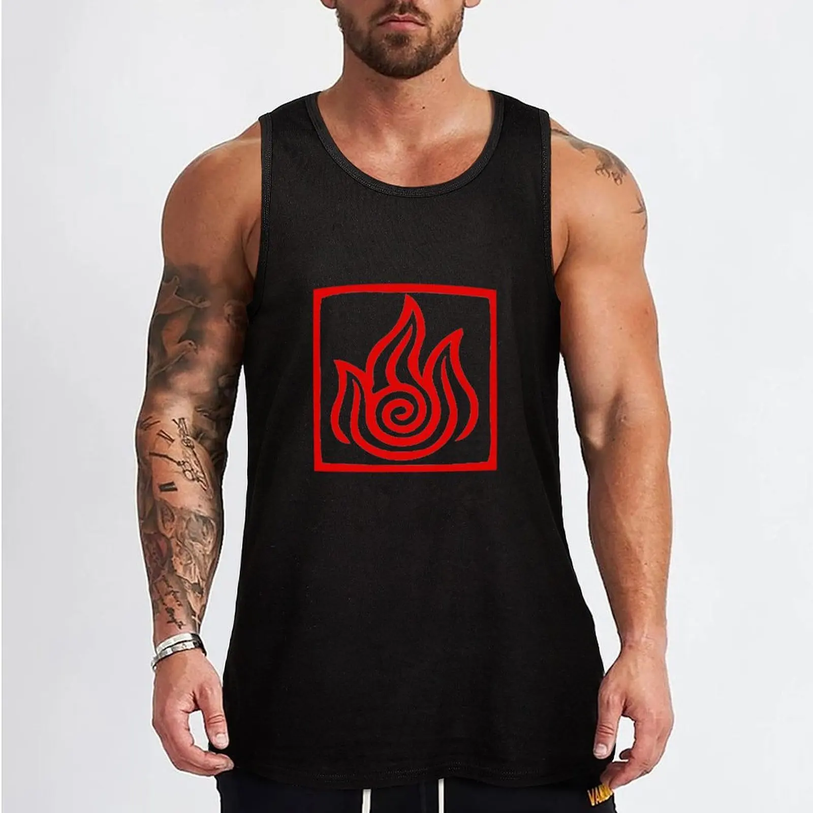 firebending Tank Top Men gym sportswear male top sleeveless shirt man gym