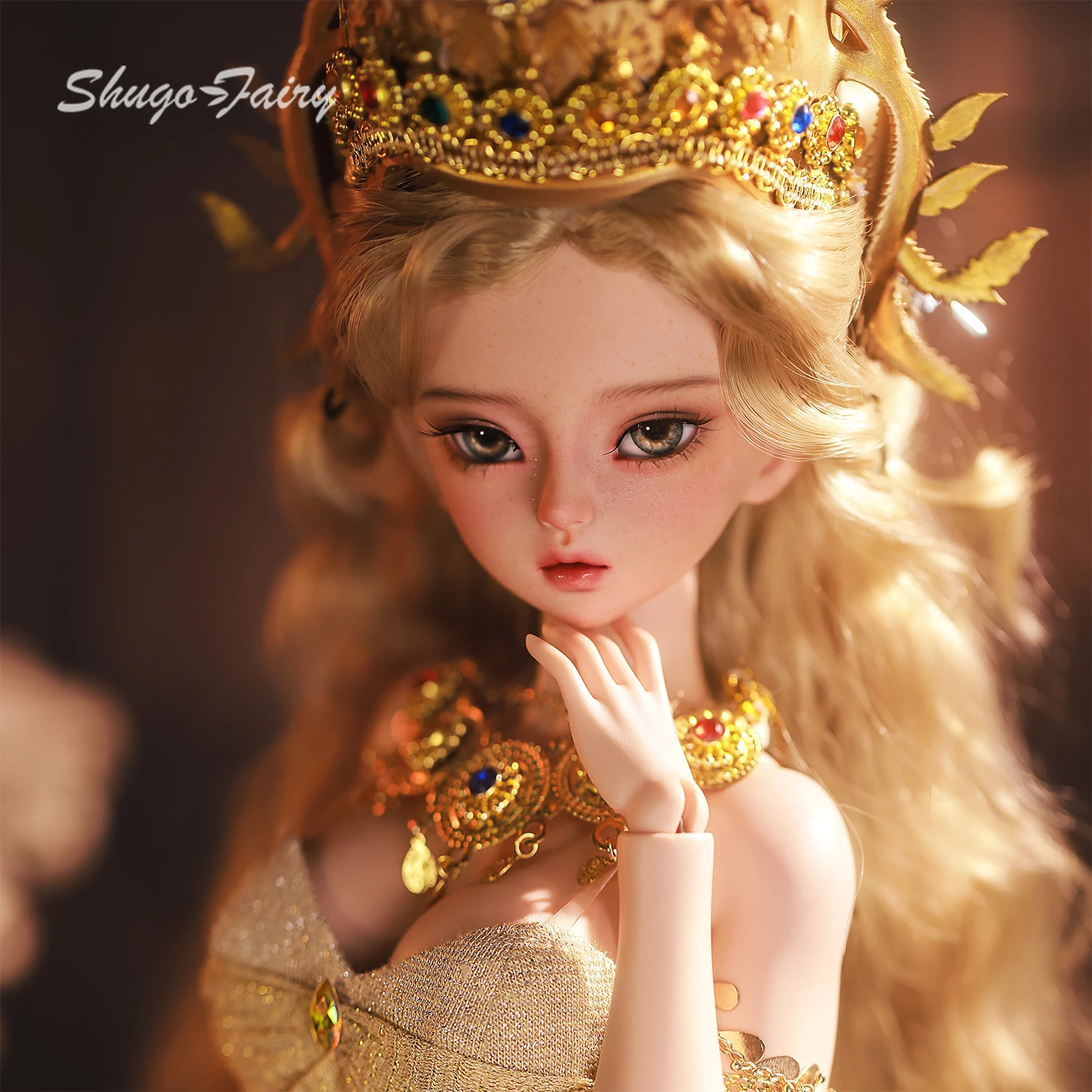 ShugaFairy BJD 1/4 Joan I Fullset Greek Sun Goddess Gown Shimmering Gold Thread Handmade FC Ball Jointed Doll Custom