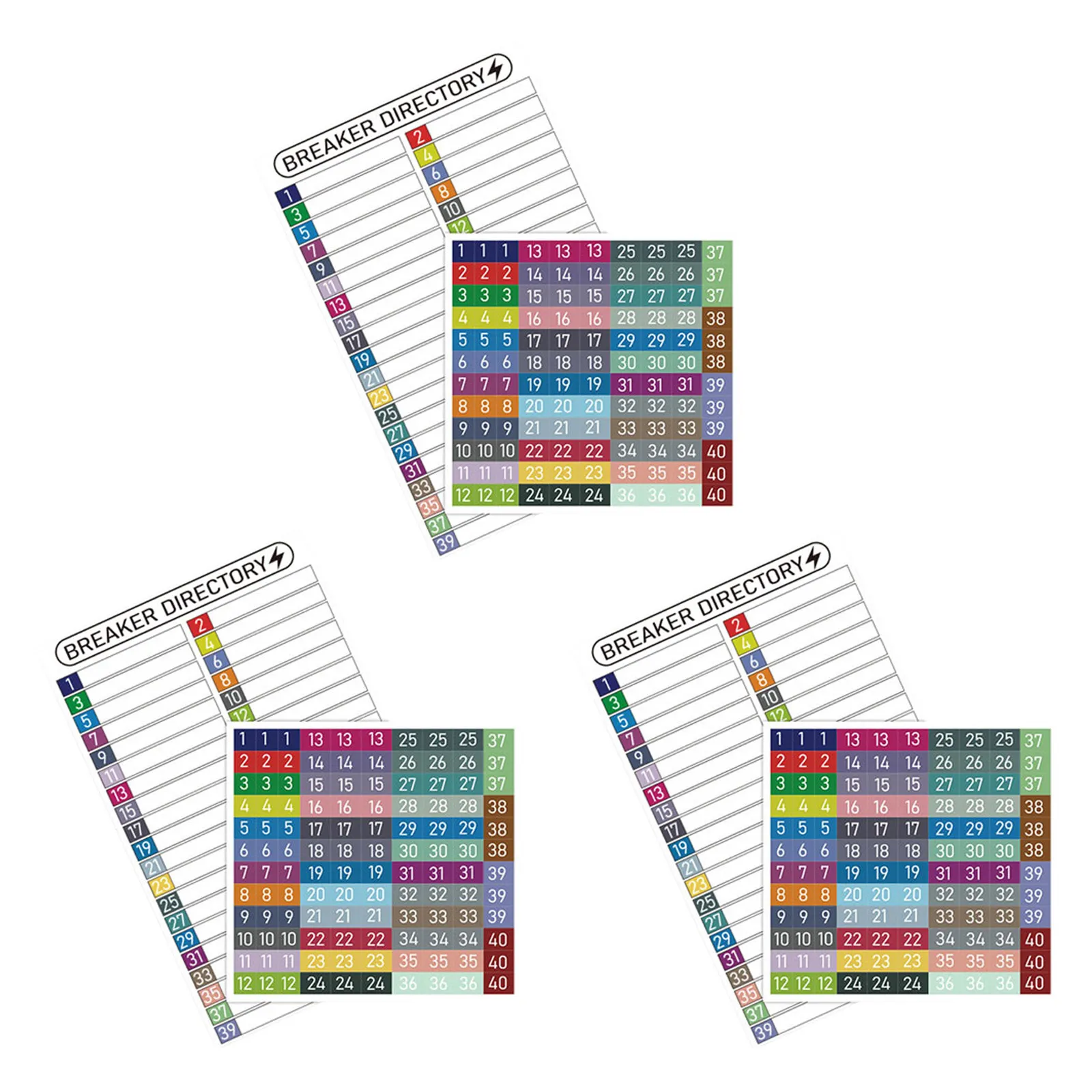 

3 комплекта водонепроницаемых этикеток для распределительных щитков, из ПВХ, устойчивые к разрывам, самоклеящиеся наклейки для электрических коробок, номерные метки для центров нагрузки