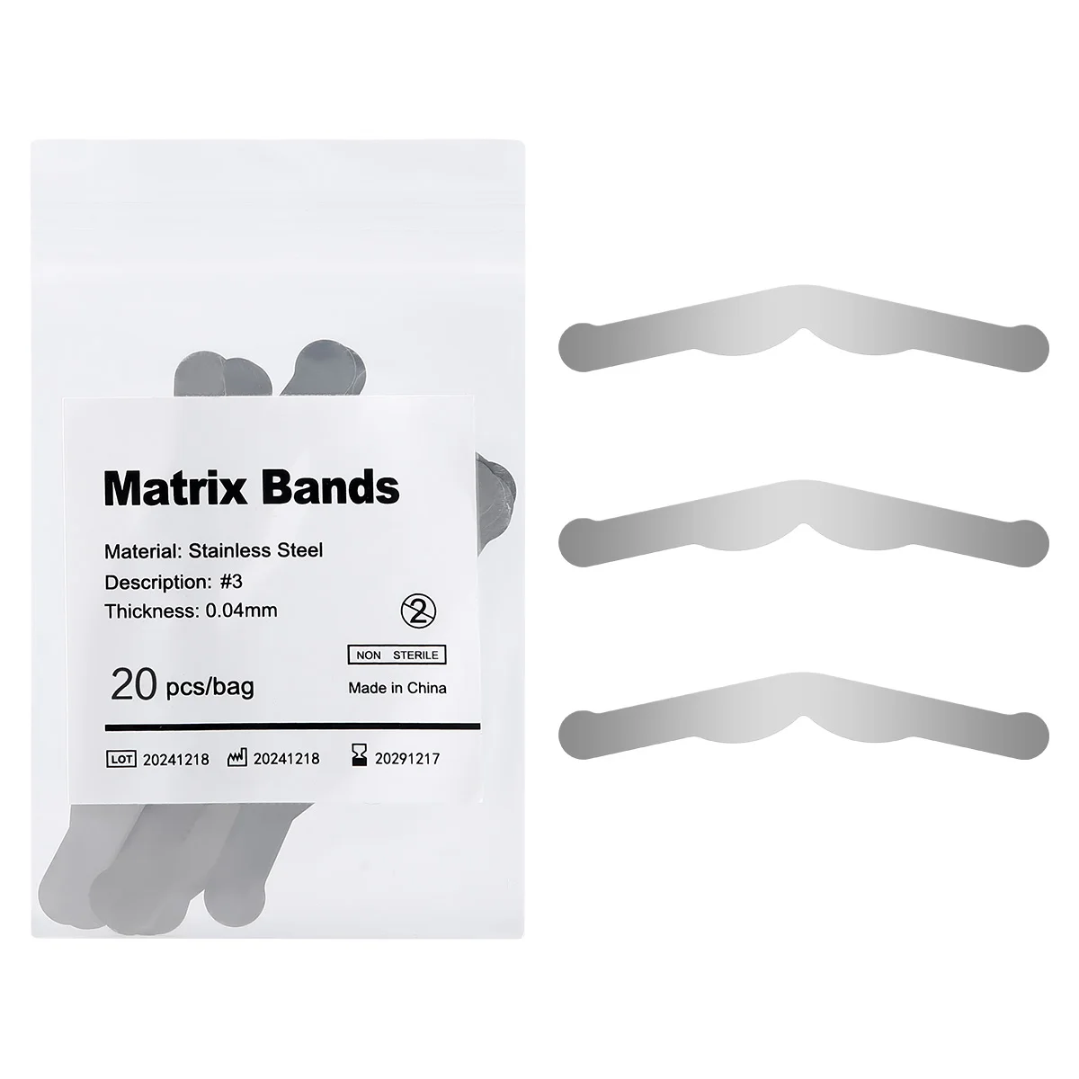 20 قطعة العصابات مصفوفة الأسنان الهامش الارتفاع كبير زيادة الانحناء الاقسام احيط المصفوفات طب الأسنان استعادة AZDENT #2