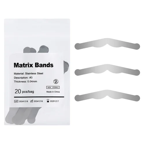 Imagen 2 del producto 20 piezas bandas de matriz Dental elevación de margen gran curva aumentada Matrices contorneadas seccionales restauración de odontología AZDENT