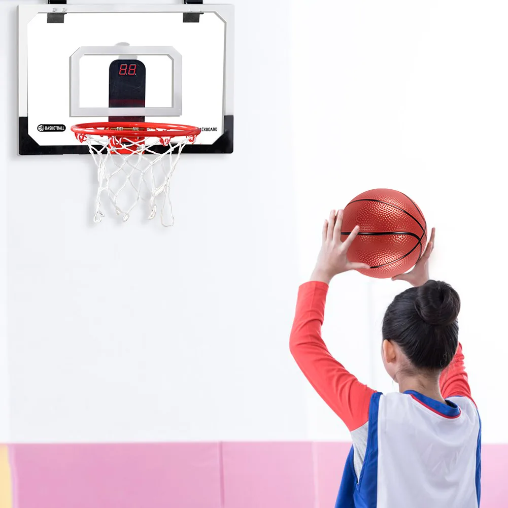 Mini panier de basket-ball pour enfants avec tableau d'affichage électronique, panneau arrière de sport de balle, accessoire d'exercice intérieur extérieur, jouets de jeu amusants