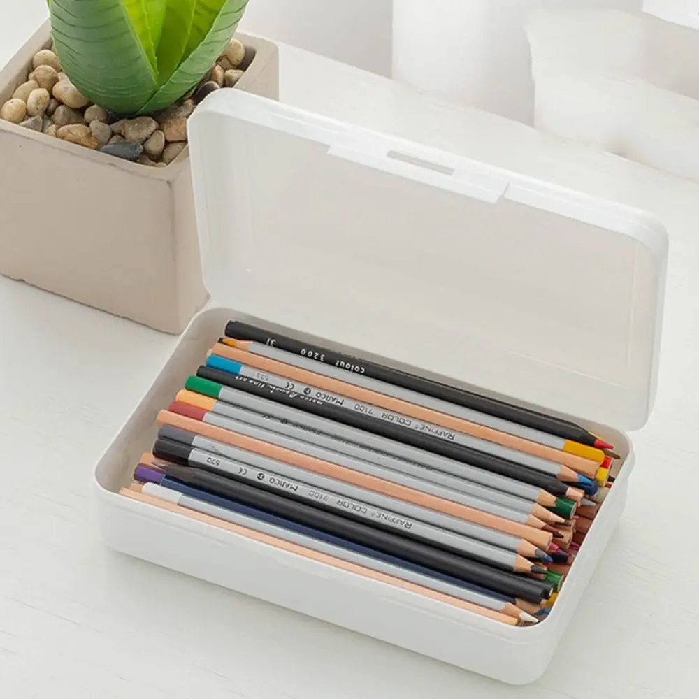 Storage Case Snap-tight Lid Transparent Plastic Pencil Box Large Capacity Perspective Simple Waterproof Student Stationery