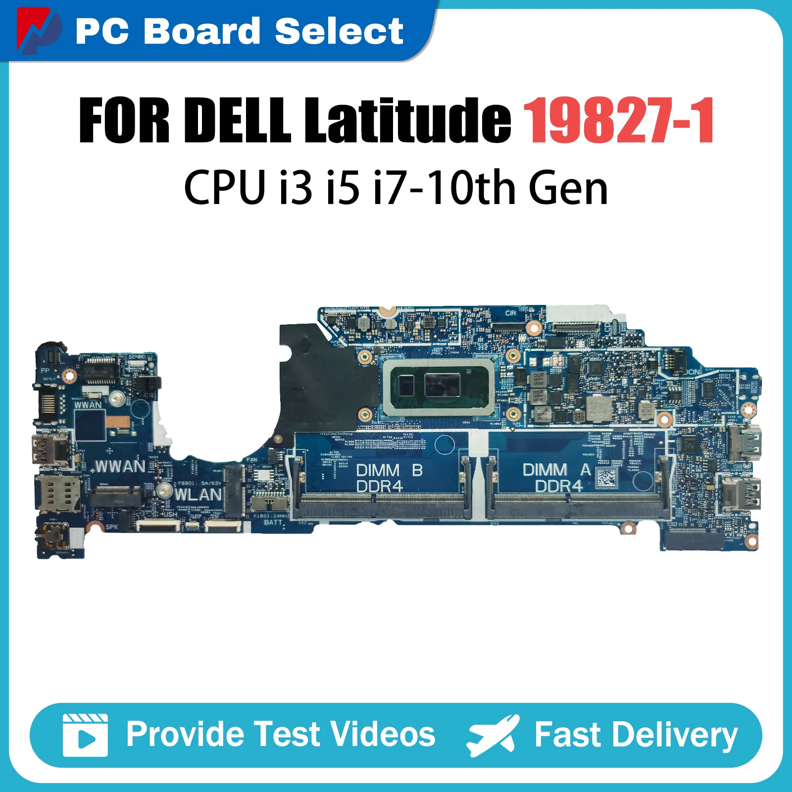 

Laptop Motherboard For Dell Latitude 5310 19842-1 CN-0KT2NC CN-0D2CKD CN-0T2K7X Notebook Mainboard I3 I5 I7 10th Gen CPU