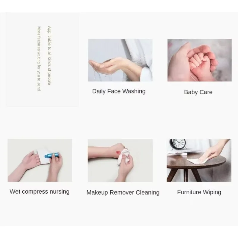 Soft Square Paper Tissue Dry & Wet Wipes for Face, Gentle Facial Cleansing Makeup Remover, Beauty Individual Pocket Towel C600 image 4