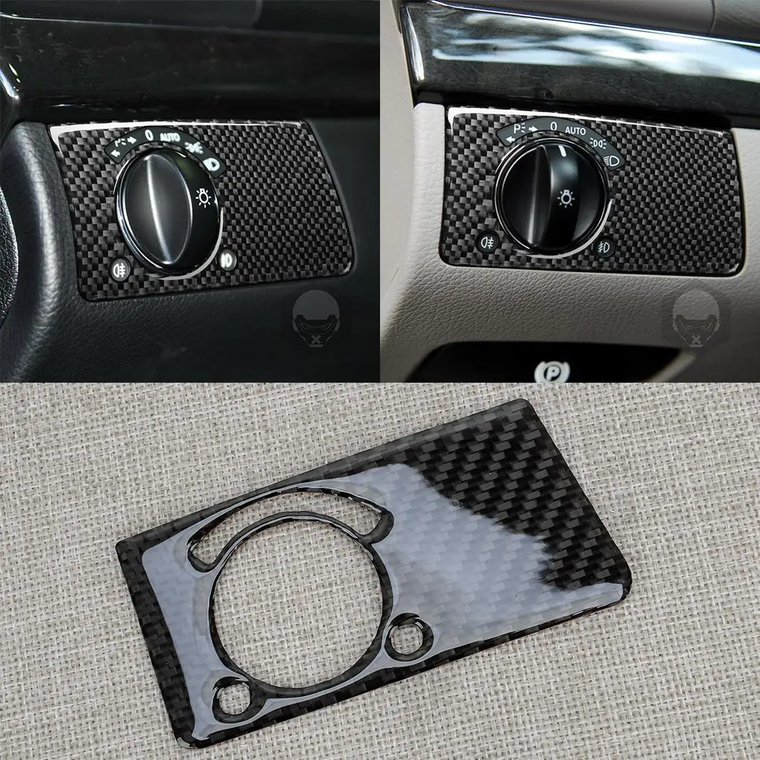 

Carbon Fiber Car Headlight Switch Knob Frame Trim Cover Fit For Benz E-class W211 2003-2009 Left Hand Drive