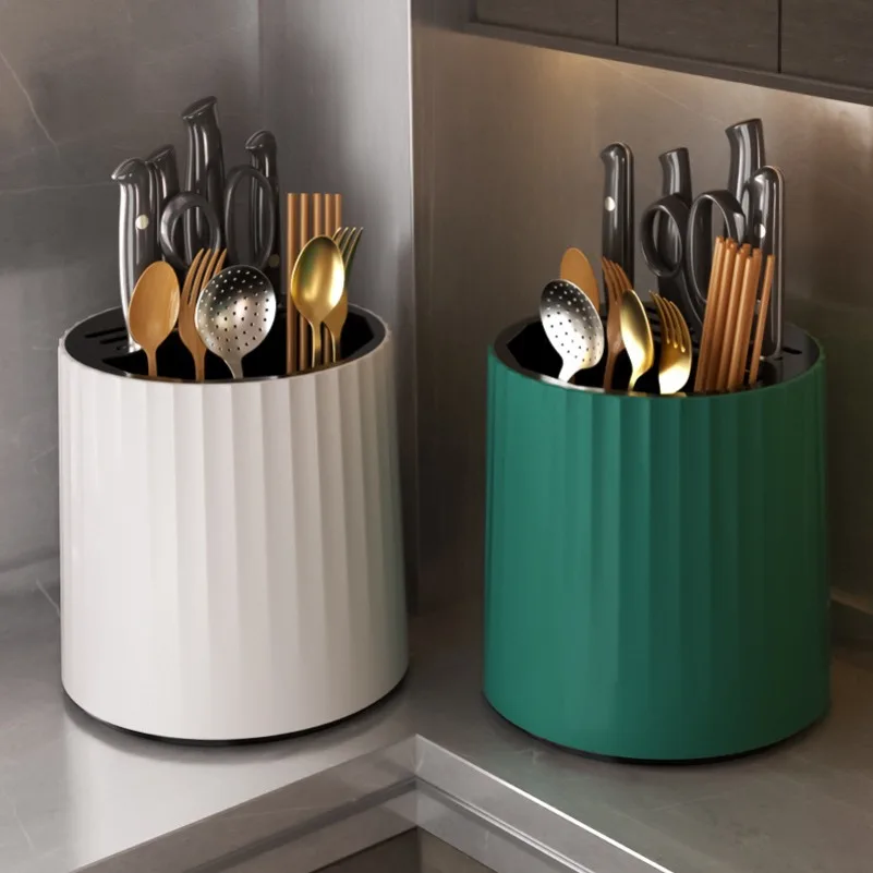 Rotating knife holder Household spoon fork chopstick cage Integrated storage Kitchen supplies Multifunctional knife holder Shelf