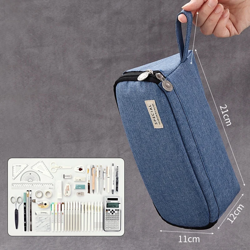 Denim Blue Pencil Case Large Capacity Pen Bag Pencil Pouch Marker Pen Case School Supplies for Adult Teens Student