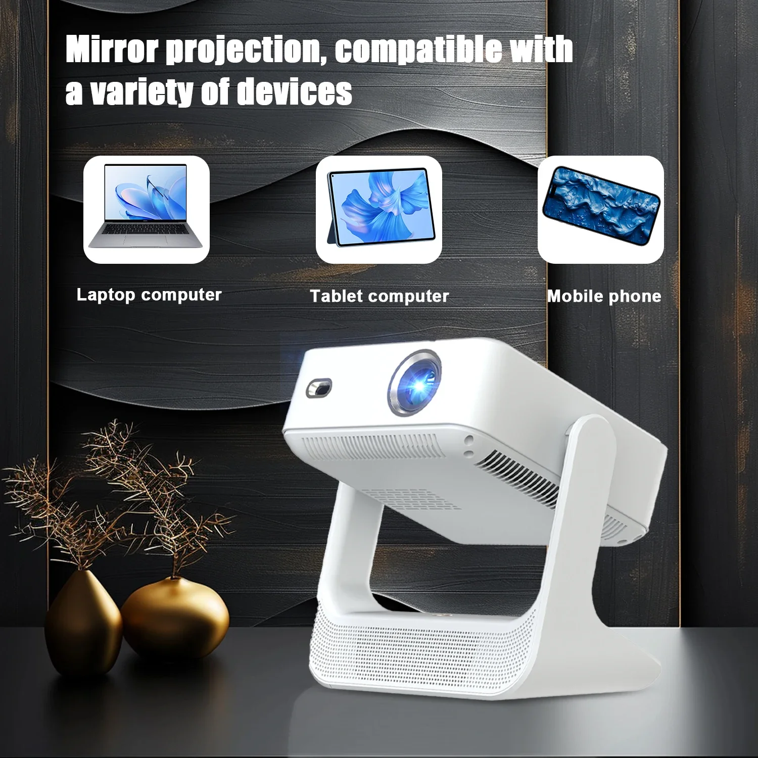 Projector 4K Outdoor Movie Projector HDMI USB with Durable Construction for Various Environments