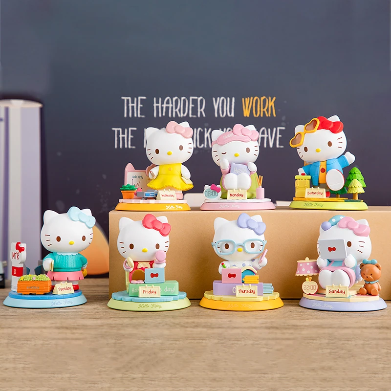 

1 шт./6 шт. Sanrio аниме Hello Kitty милая серия недель фигурка Девочка милая настольная кукла орнамент детская Новинка Игрушка Рождественский подарок