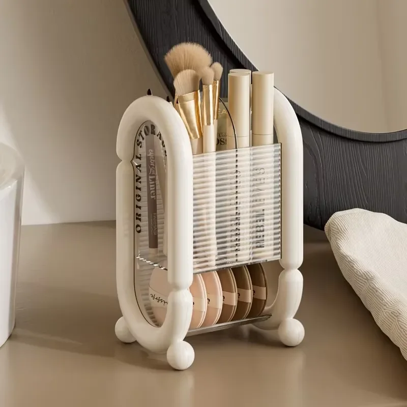 Large Capacity Plastic Makeup Brush Holder Desktop Lipstick Pen Storage Rack Cosmetic Organizer Case for Dresser Table