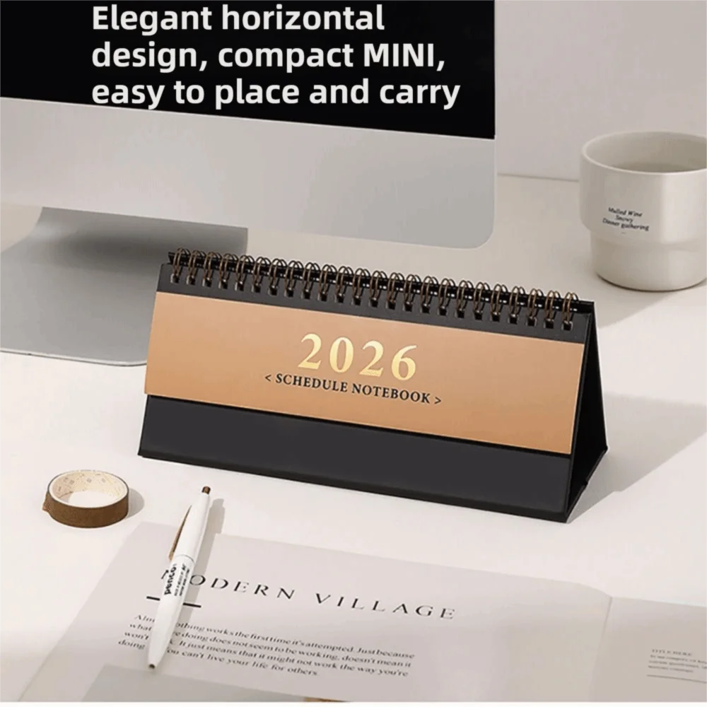 

Настольный календарь на 2026 год, откидной, минималистичный дизайн, горизонтальное расположение, мини-календарь для стола, на спирали