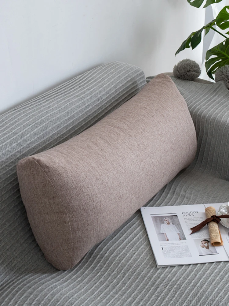 Mlife Happiness Cotton Linen  Color Sofa Backrest Pillow Tatami Bed Head Cushion Removable And Washable Waist Pillow