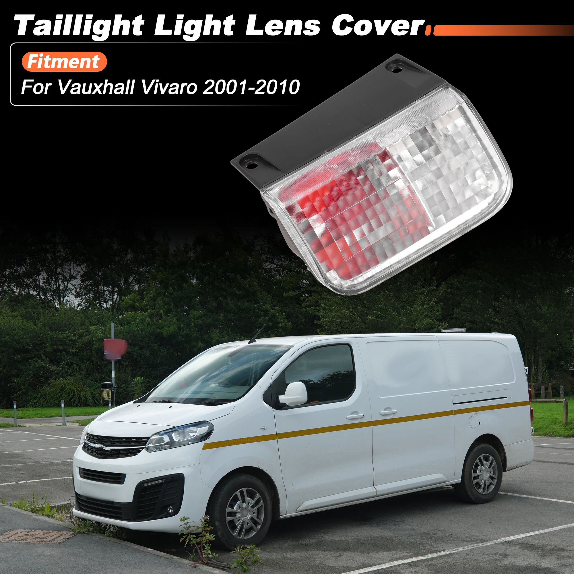UXCELL 93863597 LFB535 Tail Light Lens Cover for Vauxhall Vivaro 2001 2010 Black Frame Transparent Rear Lamp Shell