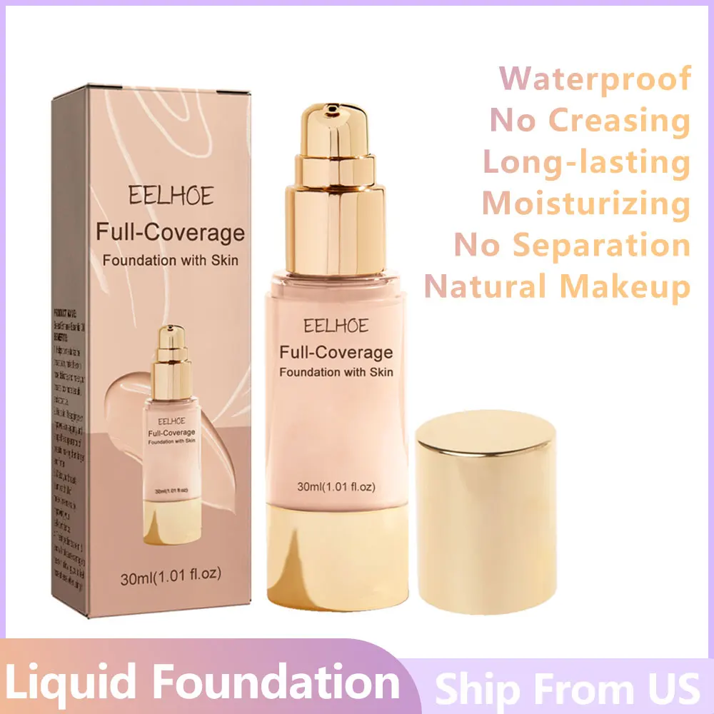 Foundation Liquid Improves Uneven Skin Tone No Creasing No Separation Semi-Matte Oil-free Lightweight Concealer Natural Makeup