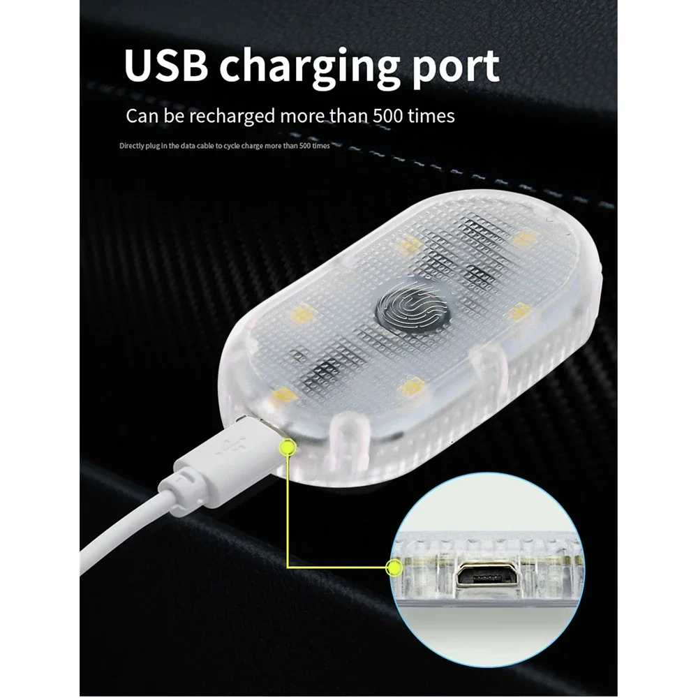 Car Interior LED Night Lighting Under Cabinet Light Touch Sensor Reading Lamp LED Book Lights USB Rechargeable Car Door Light
