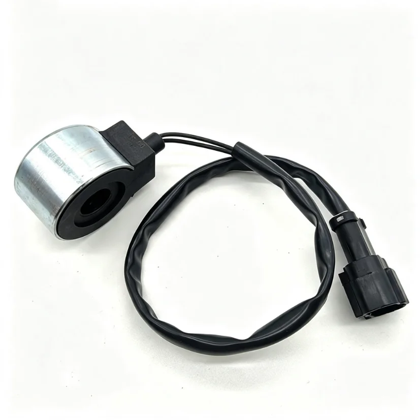 PC120 Hydraulic Pump Coil For Harsh Working Conditions Black Hydraulic System Component 24V Voltage 16mm Inner Hole 32mm Height