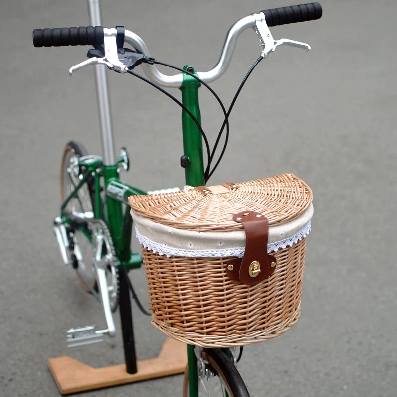 Bicycle Retro Rattan Basket Use For Brompton Birdy Folding Bike Bags & Panniers Retro Bike Basket