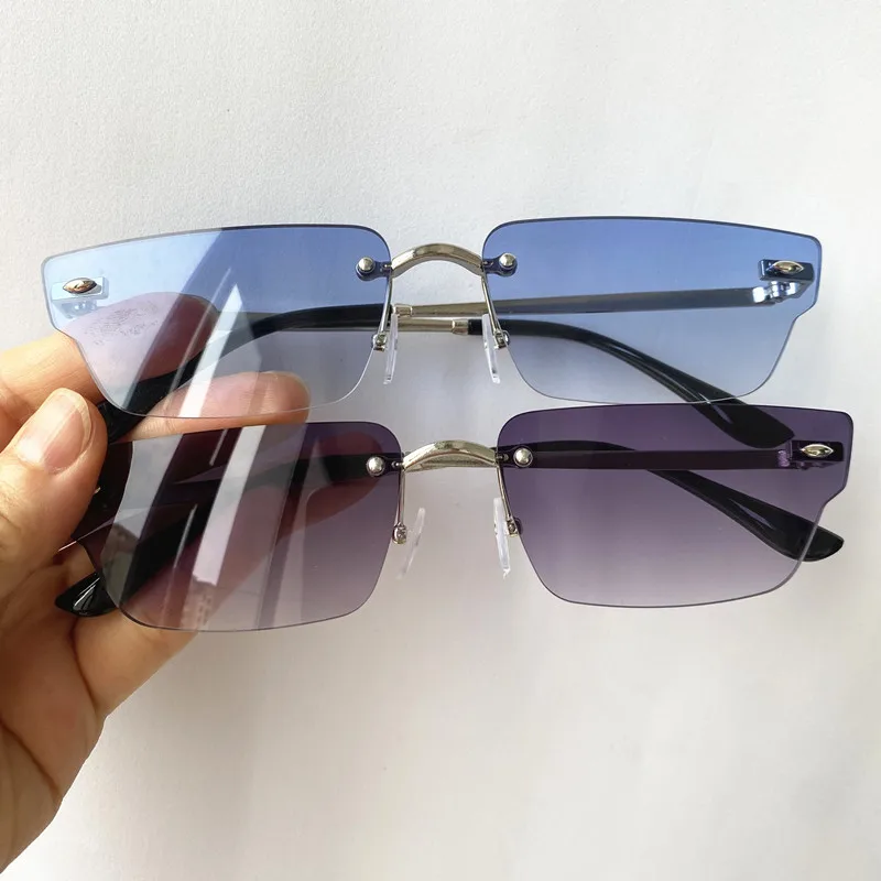 

Fashion Trimming Lens Sun Glasses Unisex Adumbral Anti-UV Spectacles Rimless Eyeglasses Polygon Ornamental Irregulari Sunglasses