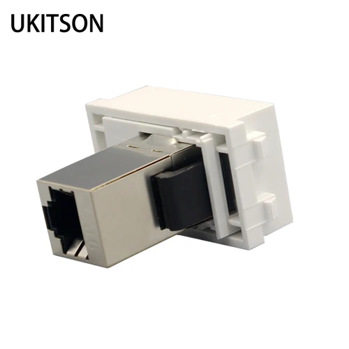 Imagen 1 del producto Pasar a través del escudo CAT6 RJ45 LAN ranura enchufe 23x36mm extensión de red módulo Ethernet blindado en blanco para Panel de placa frontal de pared