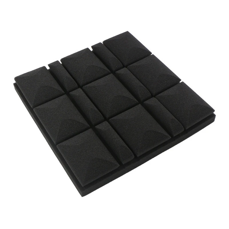 12 PCS Acoustic Panels Sound Absorbing Proofing Wall Insulation Cotton Soundproof Black 30X30x5cm