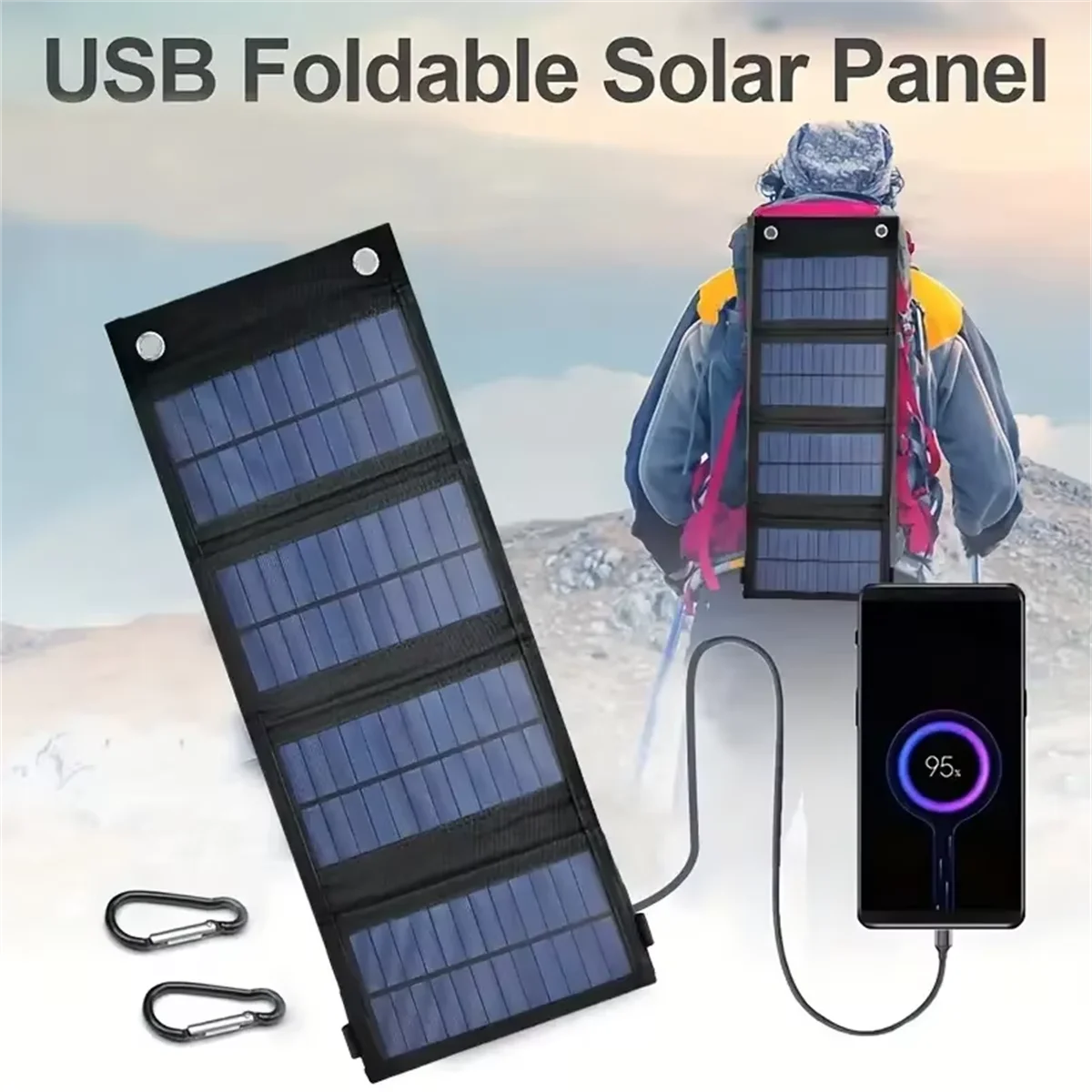 100W Kristall-Silizium Faltbares Tragbares USB-Solarpanel Outdoor-Notfall-Ladestation für Mobiltelefon, Taschenlampe, Ventilator, Reisen