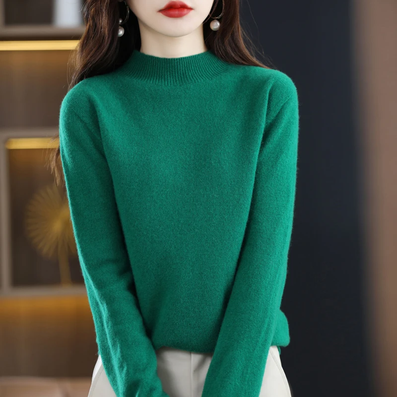 100% merino wool cashmere sweater ladies\' sweater turtleneck long-sleeved pullover for autumn and winter warm pullover top