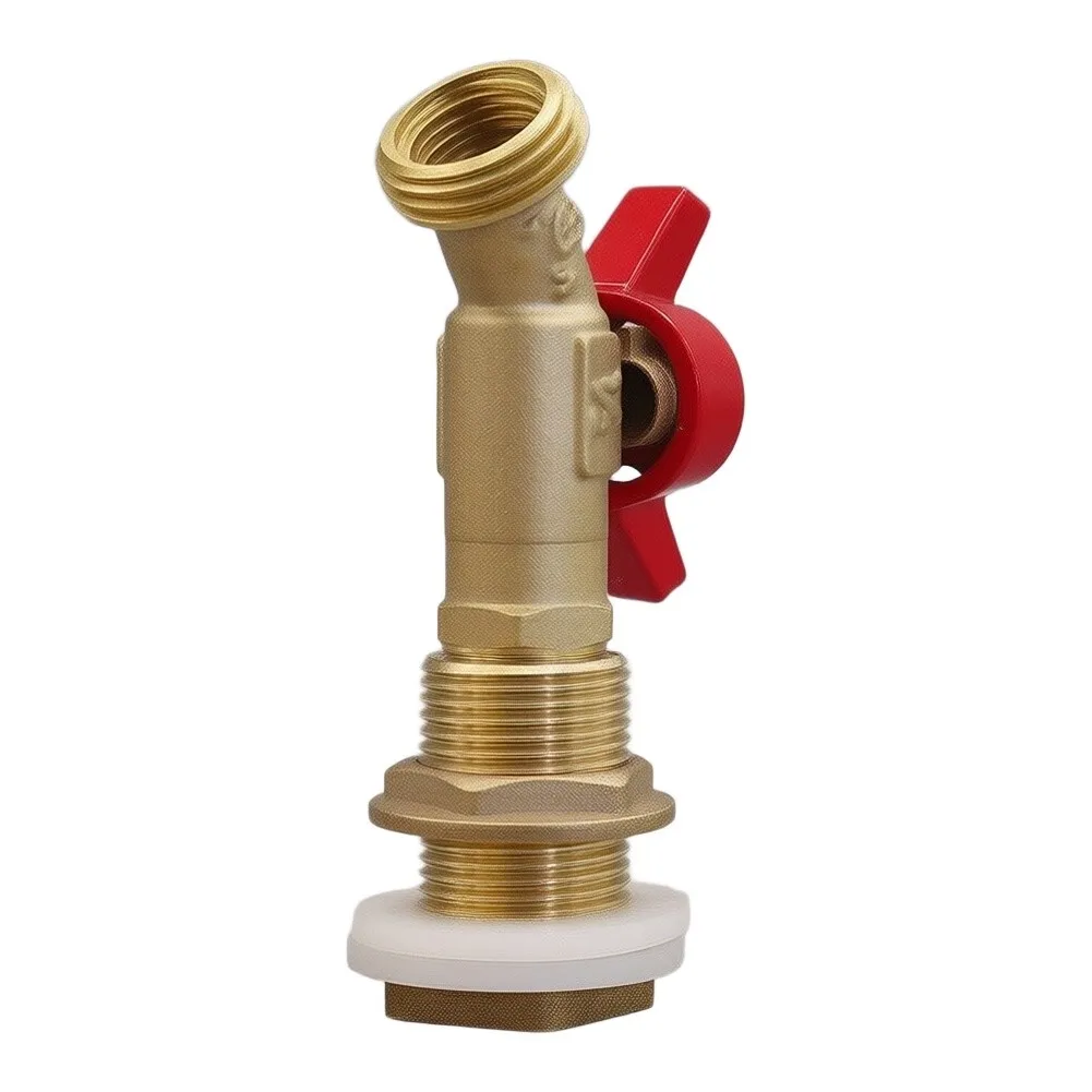 Brass Water Spigot for Rain Barrels Featuring 1/2 Female to 3/4 Male Connection and Smooth Quarter Turn Operation