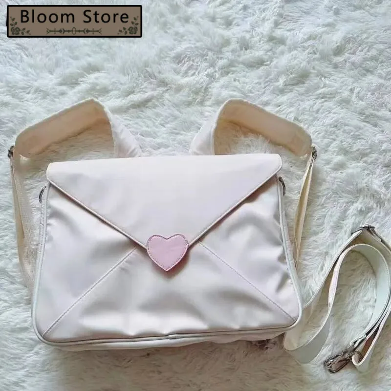 Sweet Heart Fashion Casual Women's Handbags Y2k Aesthetic Chic Shoulder Crossbody Bag Korean Ins Students All Match Laptop Bags