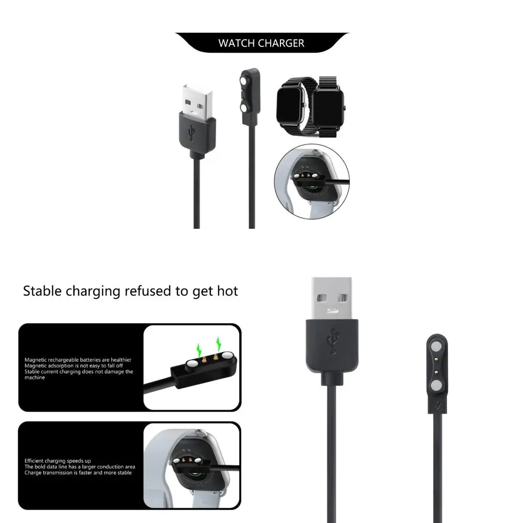  USB Charging Cable Dock Base Adapter Cord For RS4 LS12 Smartwatch Repalcement